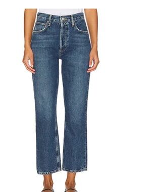 Agolde Women's Riley High Rise in Medium Blue Wash Control